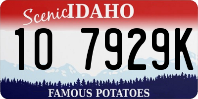ID license plate 1O7929K