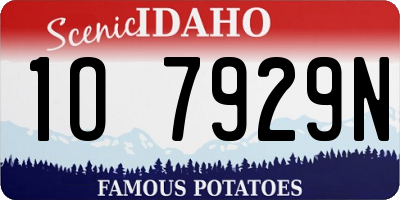 ID license plate 1O7929N
