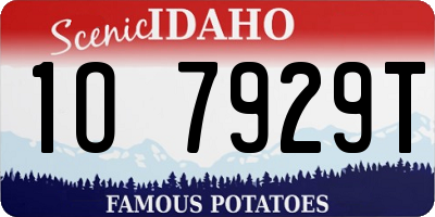 ID license plate 1O7929T