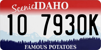 ID license plate 1O7930K