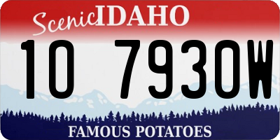 ID license plate 1O7930W