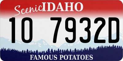 ID license plate 1O7932D