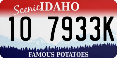 ID license plate 1O7933K