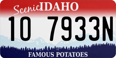 ID license plate 1O7933N