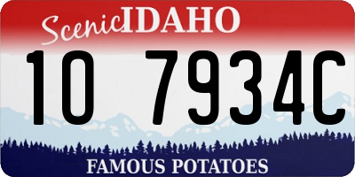 ID license plate 1O7934C