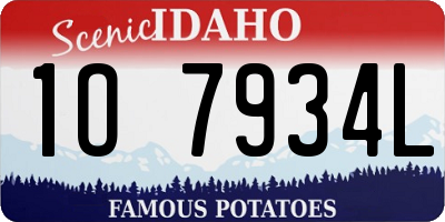 ID license plate 1O7934L