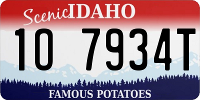 ID license plate 1O7934T