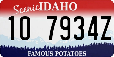 ID license plate 1O7934Z