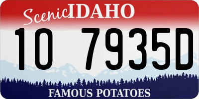 ID license plate 1O7935D