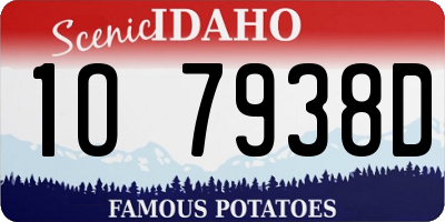 ID license plate 1O7938D
