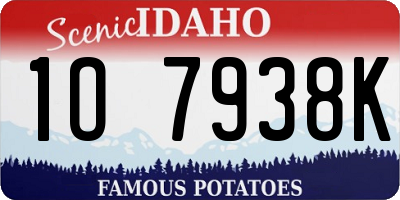 ID license plate 1O7938K