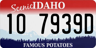 ID license plate 1O7939D
