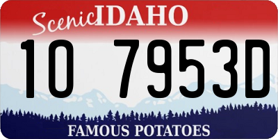 ID license plate 1O7953D