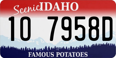 ID license plate 1O7958D
