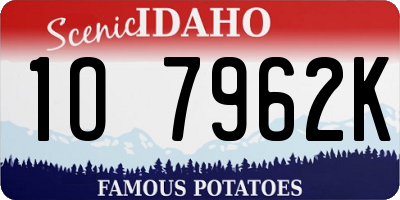 ID license plate 1O7962K