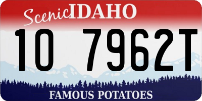 ID license plate 1O7962T
