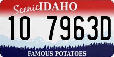 ID license plate 1O7963D