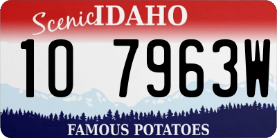 ID license plate 1O7963W