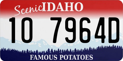 ID license plate 1O7964D