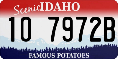 ID license plate 1O7972B