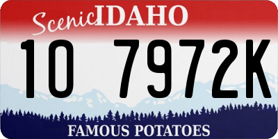 ID license plate 1O7972K