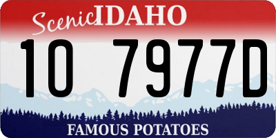 ID license plate 1O7977D