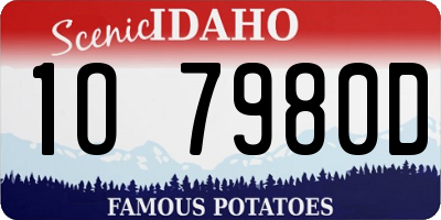 ID license plate 1O7980D