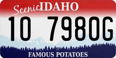 ID license plate 1O7980G