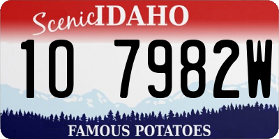 ID license plate 1O7982W