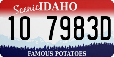 ID license plate 1O7983D