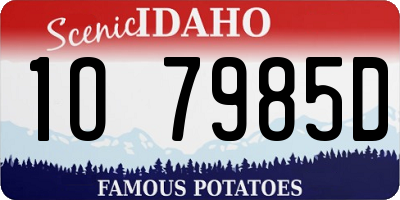 ID license plate 1O7985D