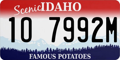 ID license plate 1O7992M