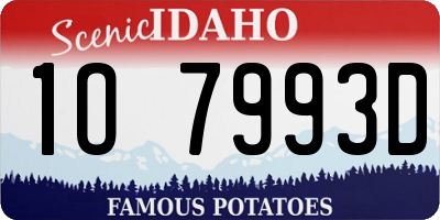 ID license plate 1O7993D