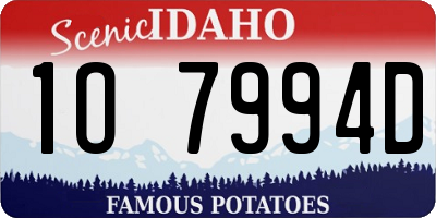 ID license plate 1O7994D