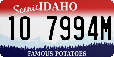ID license plate 1O7994M