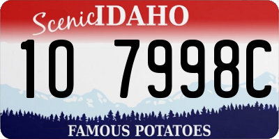 ID license plate 1O7998C