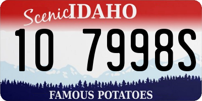 ID license plate 1O7998S