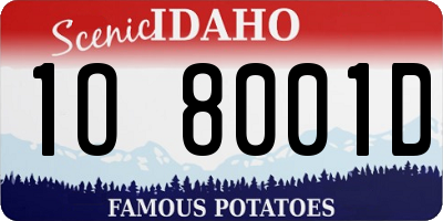 ID license plate 1O8001D