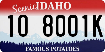 ID license plate 1O8001K