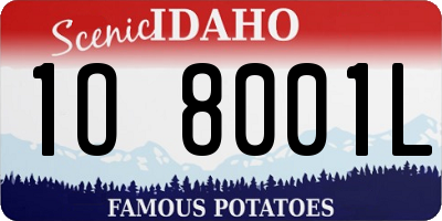 ID license plate 1O8001L