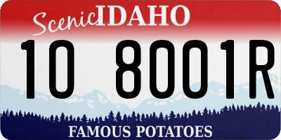 ID license plate 1O8001R