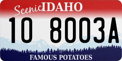 ID license plate 1O8003A