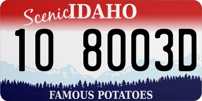 ID license plate 1O8003D
