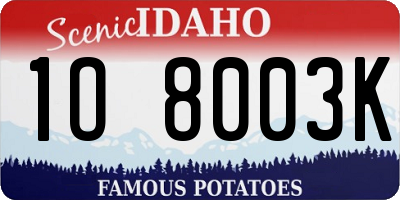 ID license plate 1O8003K