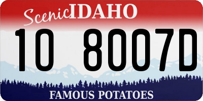 ID license plate 1O8007D