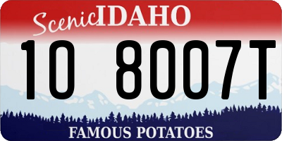 ID license plate 1O8007T