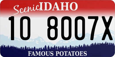 ID license plate 1O8007X