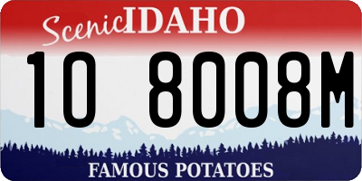 ID license plate 1O8008M