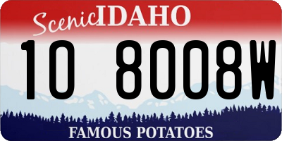 ID license plate 1O8008W