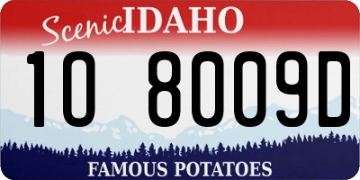 ID license plate 1O8009D